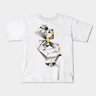 Black Geometric galaxy modern yellow Kids T-Shirt